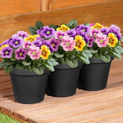 Doniczka Ogrodowa Potrójna VILDE 39,5 cm Czarna na Zioła i Kwiaty