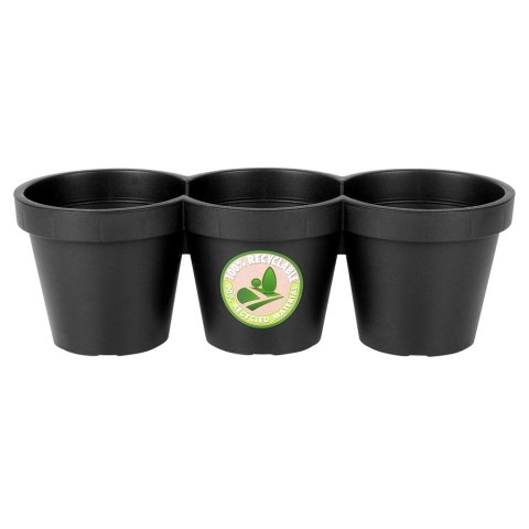 Doniczka Ogrodowa Potrójna VILDE 39,5 cm Czarna na Zioła i Kwiaty