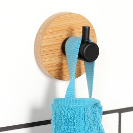 Haczyk Wieszak Samoprzylepny Drewno Bambus Metal Czarny 5 cm Klej