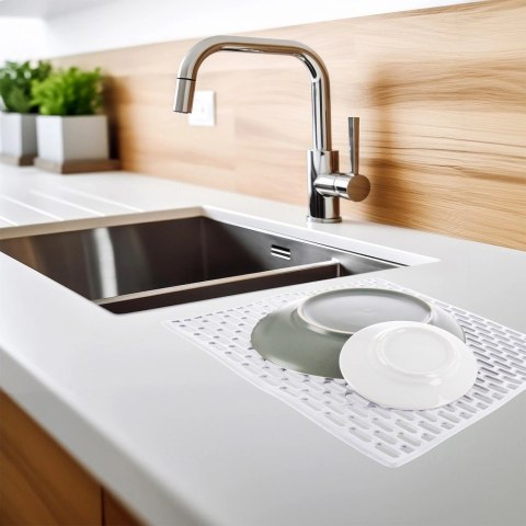 Mata do Zlewu Gumowa Biała 33 x 28 cm Perforowana Antypoślizgowa ORION