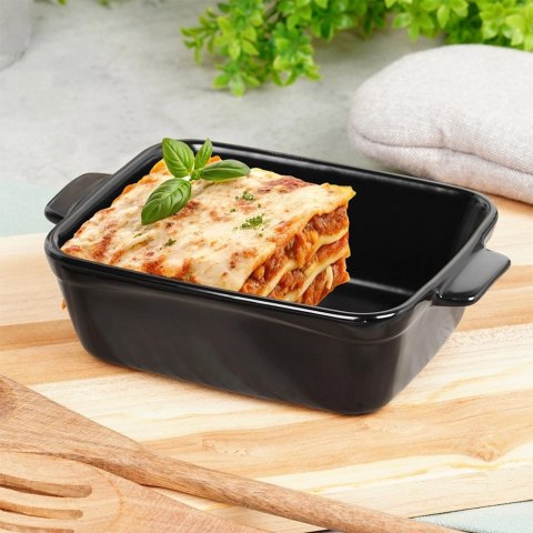 Naczynie Ceramiczne do Zapiekania 16 x 11 cm Czarne z uchwytami VILDE
