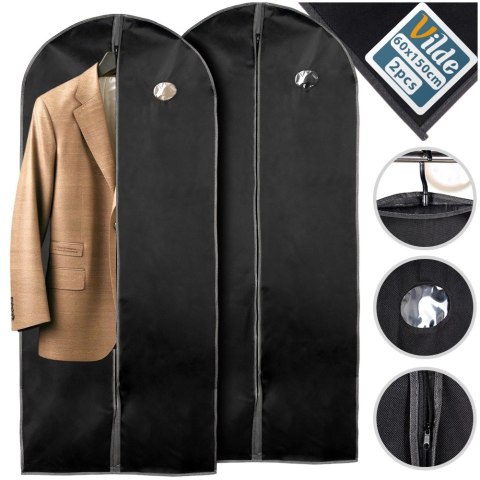 Zestaw 2 Pokrowce na Ubrania Długie Garnitur Sukienka VILDE 60 x 150 cm