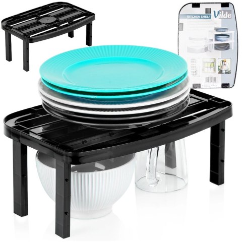 Półka Kuchenna Czarna Regulowana Wysokość 31 x 22 cm VILDE na Talerze Kubki