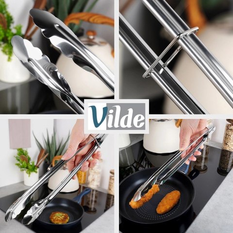 Szczypce Kuchenne Stalowe z Blokadą do Grillowania 30 cm VILDE
