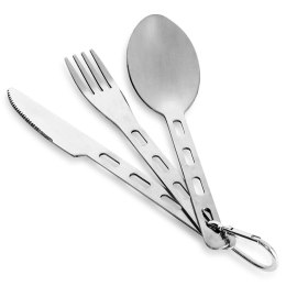 Sztućce Turystyczne Stalowe 3 el. REDCLIFFS z Karabińczykiem