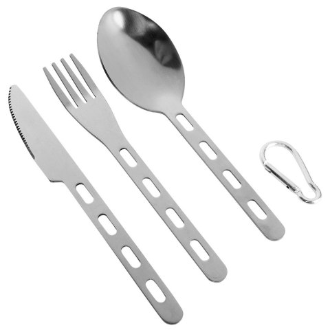 Sztućce Turystyczne Stalowe 3 el. REDCLIFFS z Karabińczykiem