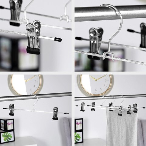 Wieszak na Spodnie z Klipsami 3 szt. STORAGE SOLUTIONS Metalowy 29,5 cm