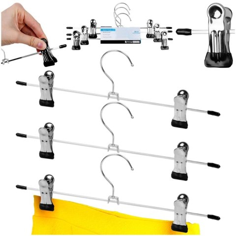 Wieszak na Spodnie z Klipsami 3 szt. STORAGE SOLUTIONS Metalowy 29,5 cm