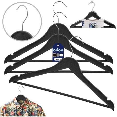 Wieszaki na Ubrania Czarne 3 szt. ORION Obrotowe Imitacja Drewna 42,5 cm