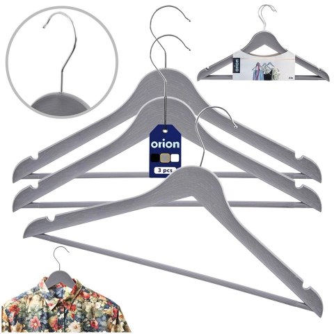 Wieszaki na Ubrania Szare 3 szt. ORION Obrotowe Imitacja Drewna 42,5 cm