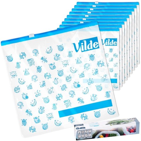 Woreczki Strunowe do Żywności 10 szt. VILDE z Suwakiem 27 x 26 cm