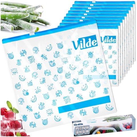 Woreczki Strunowe do Żywności 10 szt. VILDE z Suwakiem 27 x 26 cm