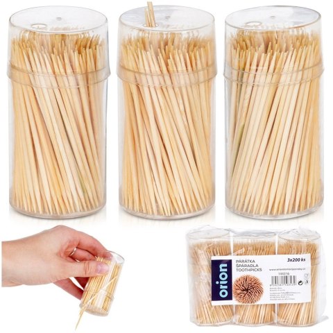 Wykałaczki Bambusowe 6,5 cm 3 x 200 szt. Drewniane Solidne Trwałe ORION