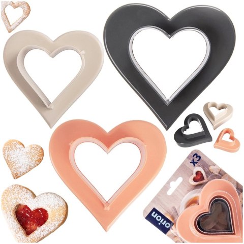 Wykrawacze do Ciastek 3 szt. ORION Dwustronne Serce do Zmywarki