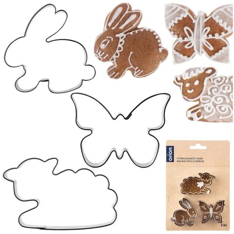 Wykrawacze do Ciastek 3 szt. ORION Zajączek Motyl Baranek Stal Nierdzewna