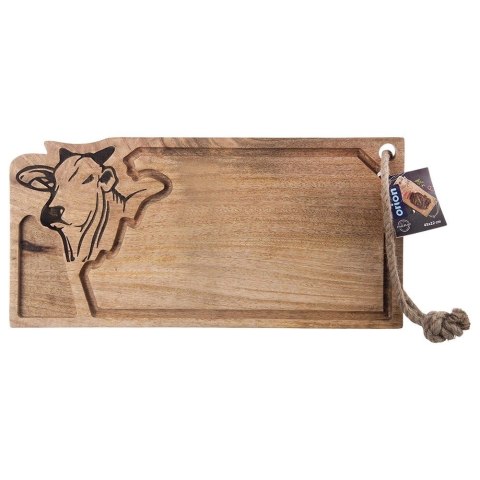 Deska Mangowiec ORION 45 x 22 cm z Rowkiem i Głową Byka do Serwowania