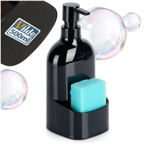 Dozownik do Naczyń VILDE 500 ml Czarny z Miejscem na Gąbkę, Antypoślizg