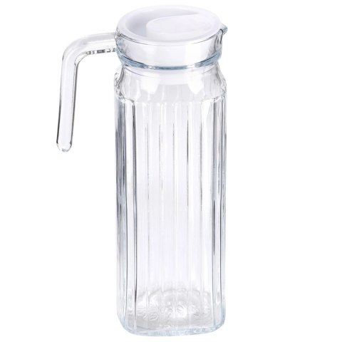 Dzbanek Szklany do Lodówki VILDE 1 L Wąski Ryflowany z Pokrywką