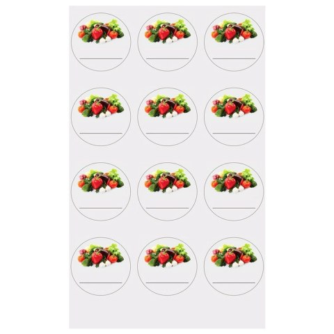 Etykiety Samoprzylepne na Słoiki ORION 36 szt. Okrągłe z Warzywami