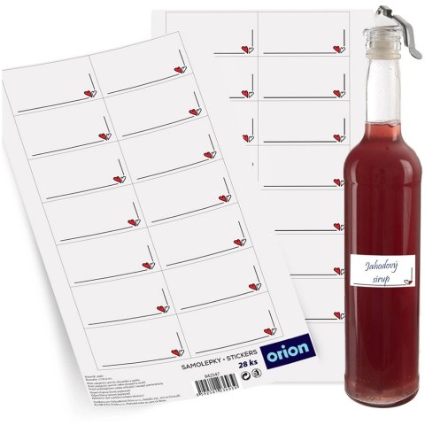 Etykiety Samoprzylepne na Słoiki ORION 28 szt. Prostokąt z Sercem