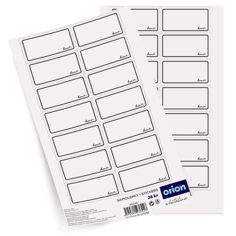 Etykiety Samoprzylepne na Słoiki ORION WHITELINE 28 szt. Białe Prostokątne
