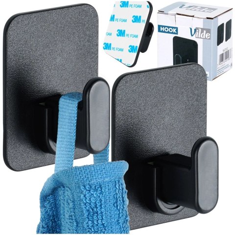 Haczyk Wieszak VILDE Samoprzylepny 2 szt. Czarny Taśma 3M Kuchnia