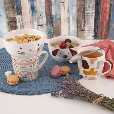 Kubek z Miseczką Porcelanowy 2 el. ORION Kot Zestaw Śniadaniowy