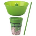 Kubek z Miską na Popcorn Zielony 500 ml ORION ze Słomką 1 L