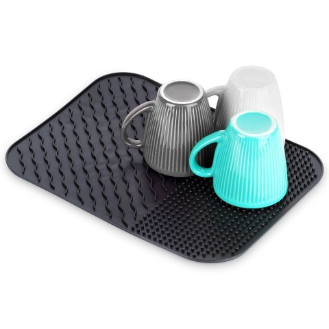 Mata do Suszenia Naczyń 34 x 26,5 cm Silikonowa Czarna z Rowkami VILDE