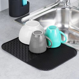 Mata do Suszenia Naczyń 34 x 26,5 cm Silikonowa Czarna z Rowkami VILDE