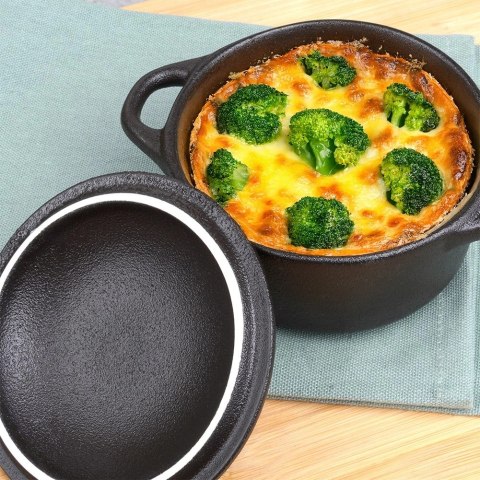 Miseczka do Zapiekania 150 ml Porcelanowa Czarna z Pokrywką VILDE