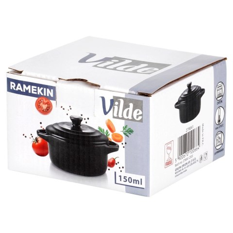Miseczka do Zapiekania 150 ml Porcelanowa Czarna z Pokrywką VILDE