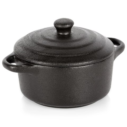 Miseczka do Zapiekania 300 ml Porcelanowa Czarna z Pokrywką VILDE