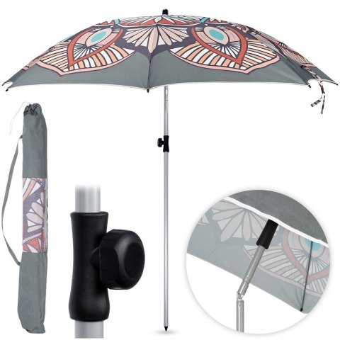 Parasol Plażowy Regulowany 180 cm VILDE Składany z Torbą UPF 50+
