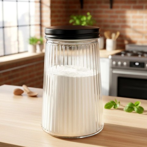 Pojemnik na produkty sypkie szklany z pokrywką 1 l