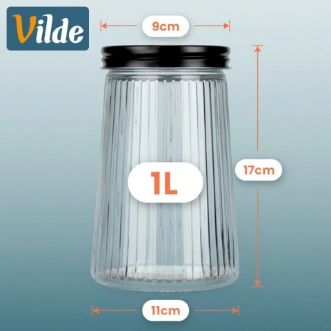 Pojemnik na produkty sypkie szklany z pokrywką 1 l