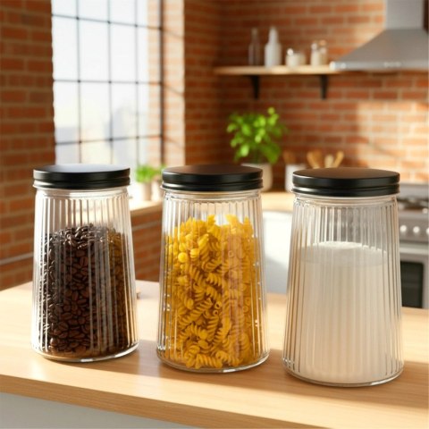 Pojemnik na produkty sypkie szklany z pokrywką 1 l