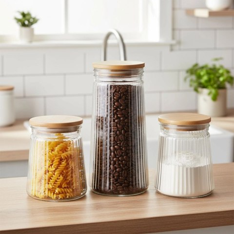 Pojemnik na produkty sypkie szklany z pokrywką i uszczelką 1,4 l