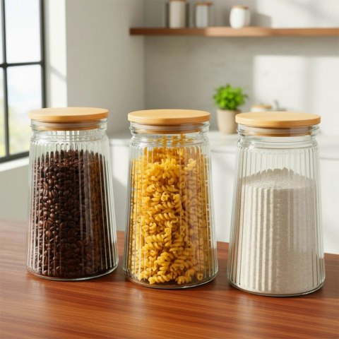 Pojemnik na produkty sypkie szklany z pokrywką i uszczelką 1 l