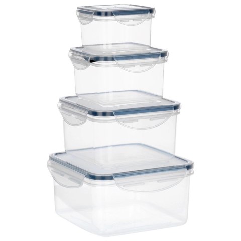 Zestaw 4 Pojemników Lunchbox Kwadrat Szczelny VILDE Mikrofala Zmywarka