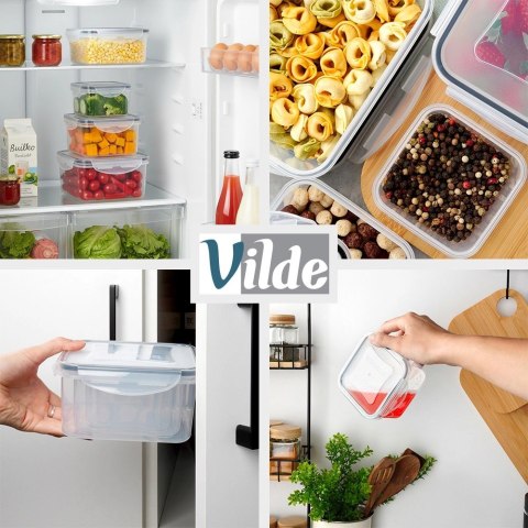 Zestaw 4 Pojemników Lunchbox Kwadrat Szczelny VILDE Mikrofala Zmywarka