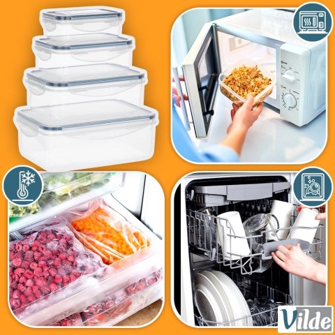 Zestaw 4 Pojemników Lunchbox Prostokąt Szczelny VILDE Mikrofala Zmywarka