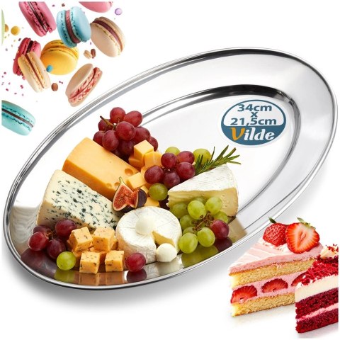 Półmisek Stalowy Owalny Duży Taca do Serwowania 34 x 215 cm VILDE