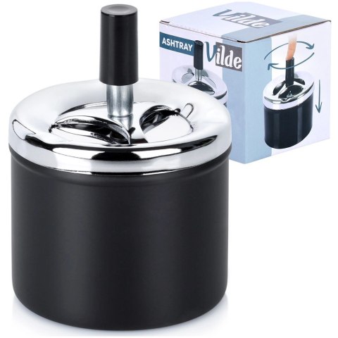 Popielniczka Zamykana Metalowa Obrotowa Czarna Pokrywka VILDE 95 x 13 cm