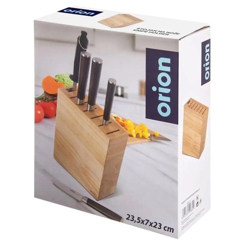 Stojak na Noże Drewno Kauczukowe 6 Miejsc Ostrzałka 23 cm ORION