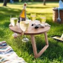 Stolik Piknikowy na Wino Drewniany Składany na Butelkę Kieliszki ORION