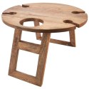 Stolik Piknikowy na Wino Drewniany Składany na Butelkę Kieliszki ORION