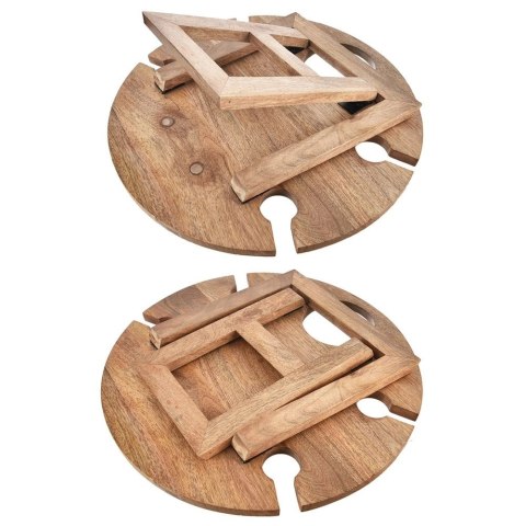 Stolik Piknikowy na Wino Drewniany Składany na Butelkę Kieliszki ORION