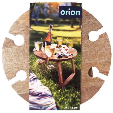 Stolik Piknikowy na Wino Drewniany Składany na Butelkę Kieliszki ORION
