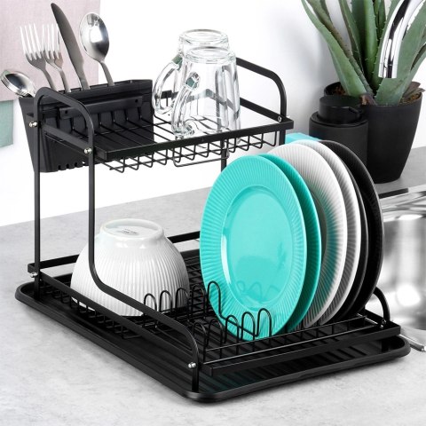 Suszarka na Naczynia 2-Poziomowa Czarna RADKA na Sztućce 42,5 cm ORION